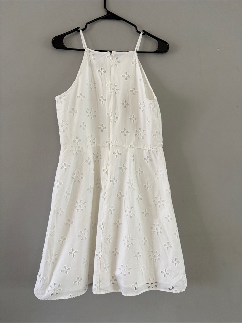 LOFT White Eyelet Spaghetti-Strap Cotton Mini Dress - Picture 7 of 8